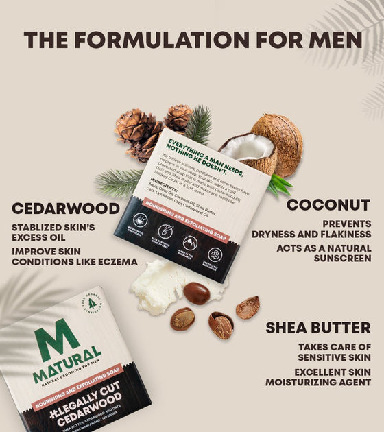 Matural -All Natural Cedar wood Soap For Men ( Pack of 5) - 120 Grams X 5 - Matural
