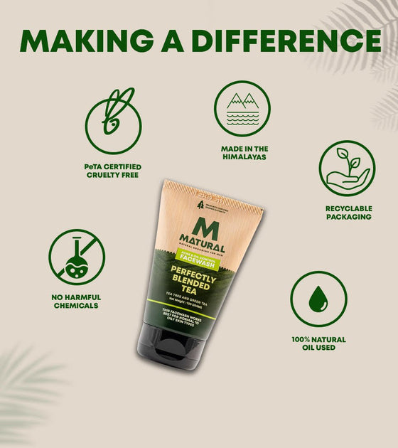 Matural - Tea Tree & Green Tea Facewash For Men ( For Acne & Oily Skin ) (100 Ml ) - Matural