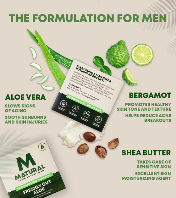 Matural -All Natural Aloe Vera Soap For Men - 120 Grams - Matural