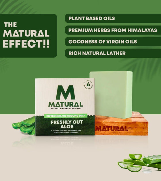 Matural -All Natural Aloe Vera Soap For Men ( Pack of 3) - 120 Grams X 3 - Matural