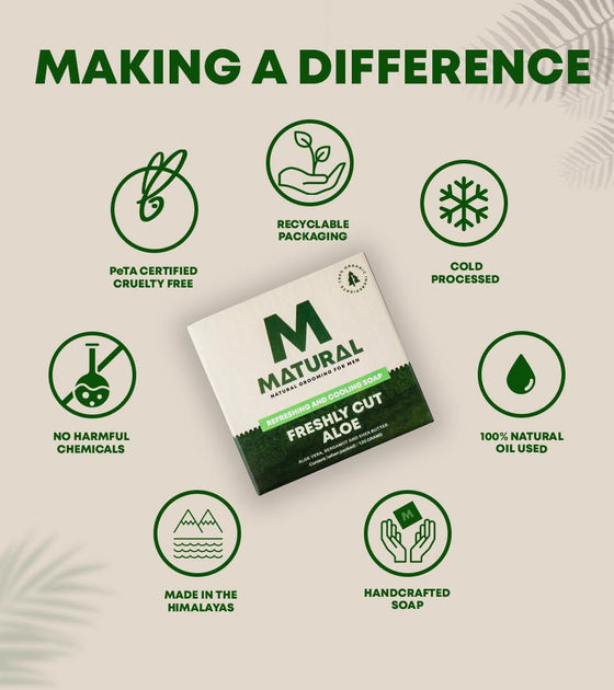 Matural -All Natural Aloe Vera Soap For Men ( Pack of 5) - 120 Grams X 5 - Matural