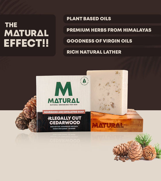 Matural -All Natural Cedar wood Soap For Men - 120 Grams - Matural