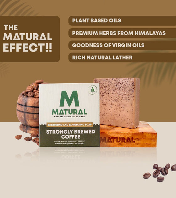 Matural - All Natural Coffee Soap For Men(Pack of 5)-120 Grams X 5 - Matural