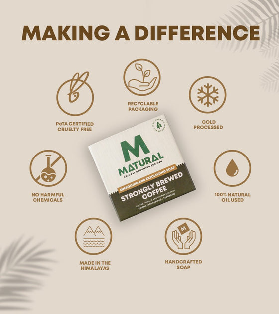 Matural - All Natural Coffee Soap For Men(Pack of 5)-120 Grams X 5 - Matural