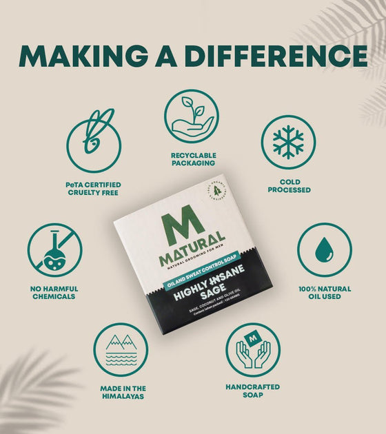 Matural -All Natural Sage and Coconut Soap For Men - 120 Grams - Matural