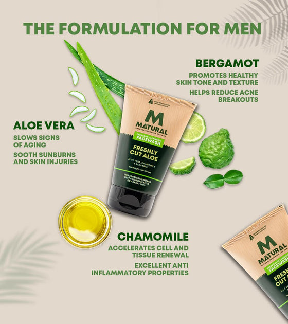 Matural- Aloe Vera & Chamomile Face wash For Men ( For Normal to Dry Skin ) (Pack of 2 ) 2 X 100 Ml - Matural